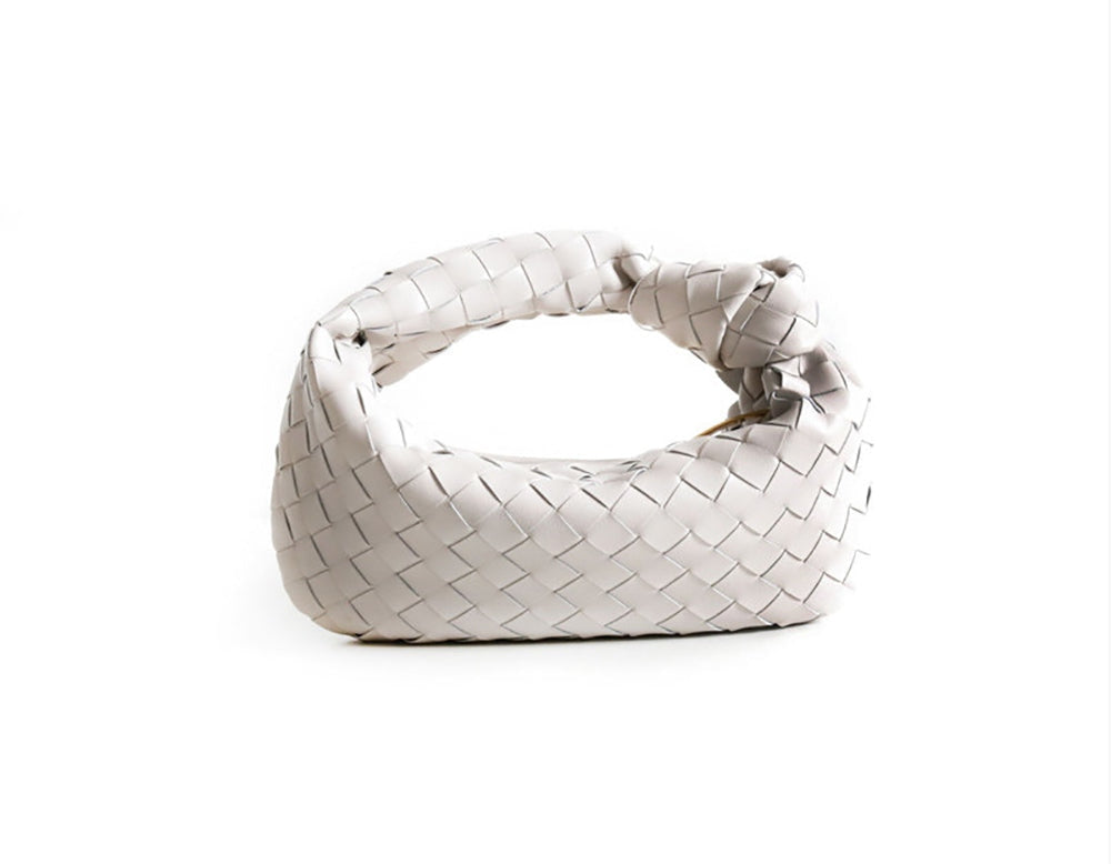 Mini Leather Woven Hobo Bag Dumpling Knotted Handbag