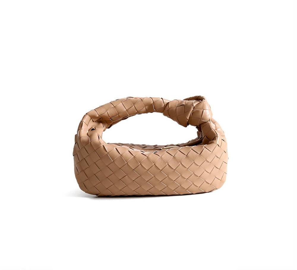 Mini Leather Woven Hobo Bag Dumpling Knotted Handbag