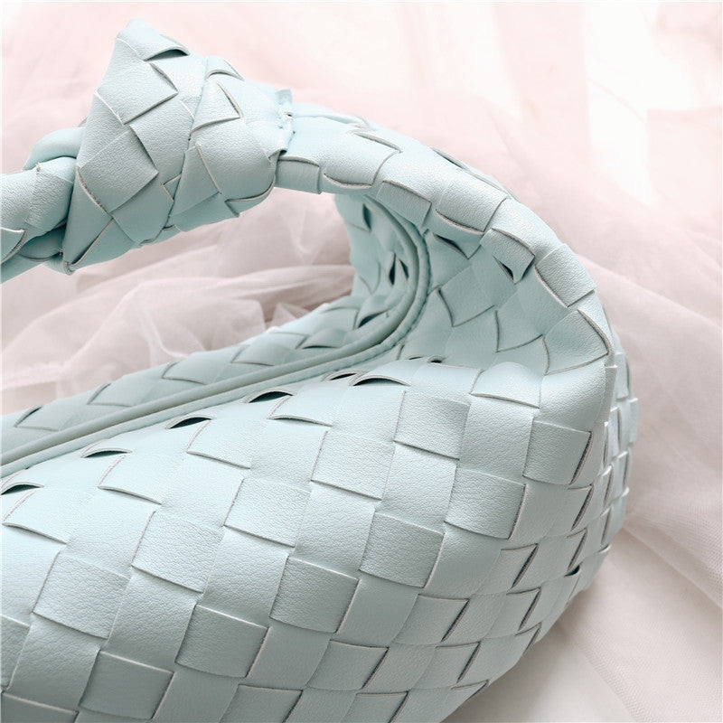 Mini Leather Woven Hobo Bag Dumpling Knotted Handbag