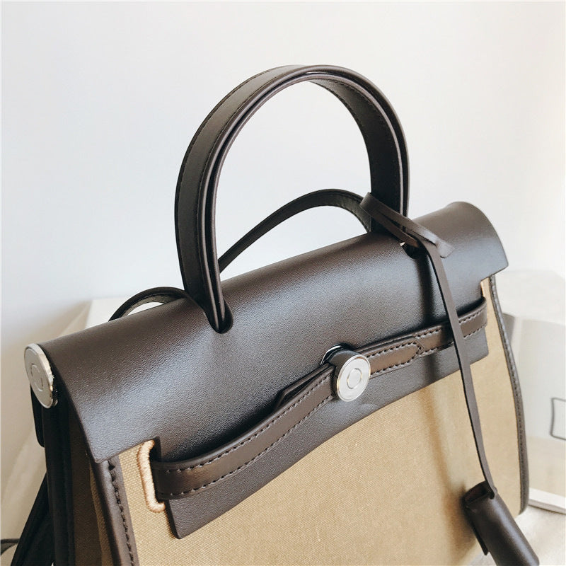 Padlock Canvas And Leather Tote Shoulder Bag