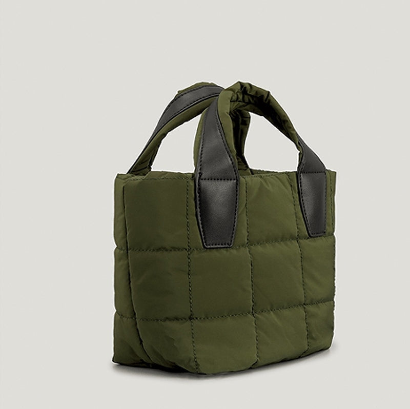Puffer Padded Nylon Top Handle Cross Body Bag