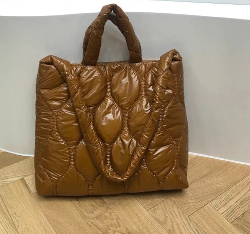 Puffer Quilted Padded Nylon Large Shopper Crossbody Shoulder Tote Bags