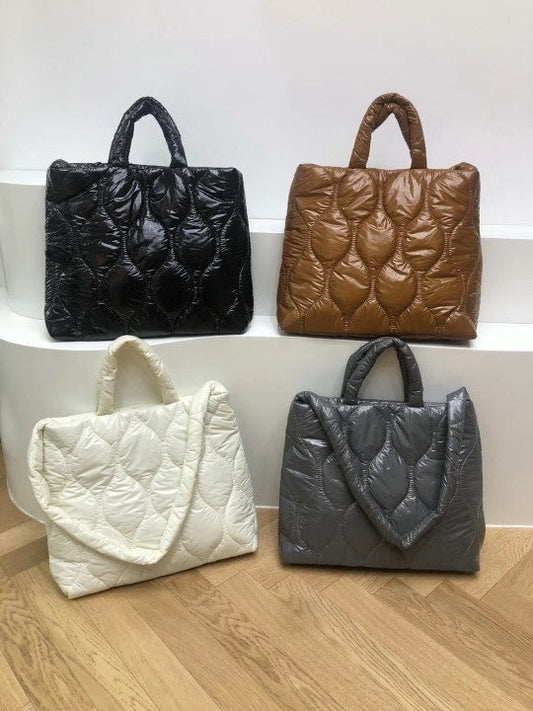 Puffer Quilted Padded Nylon Large Shopper Crossbody Shoulder Tote Bags