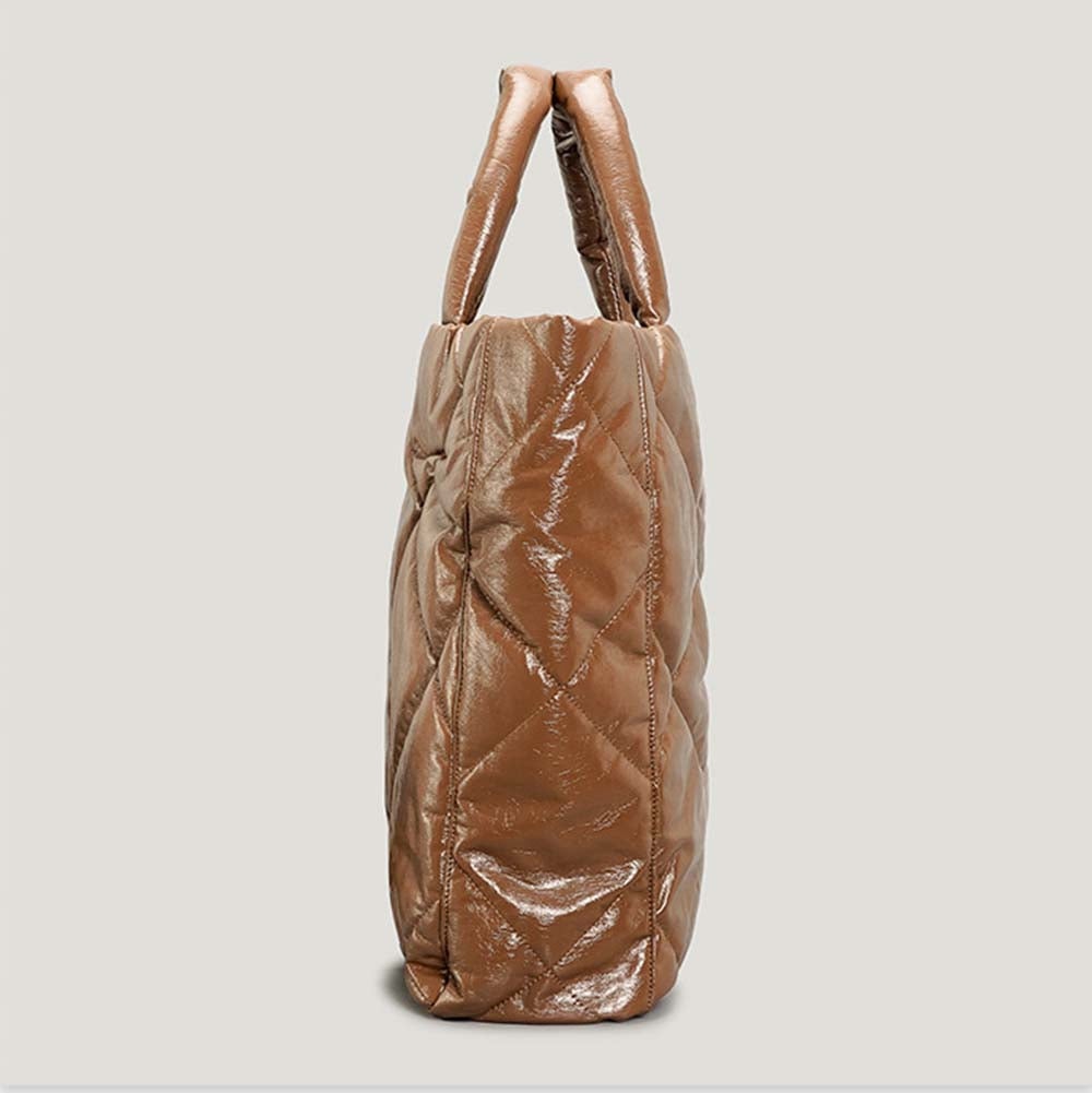 Quilted Faux-Leather Large Padded Tote Bag