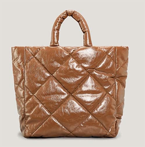 Quilted Faux-Leather Large Padded Tote Bag