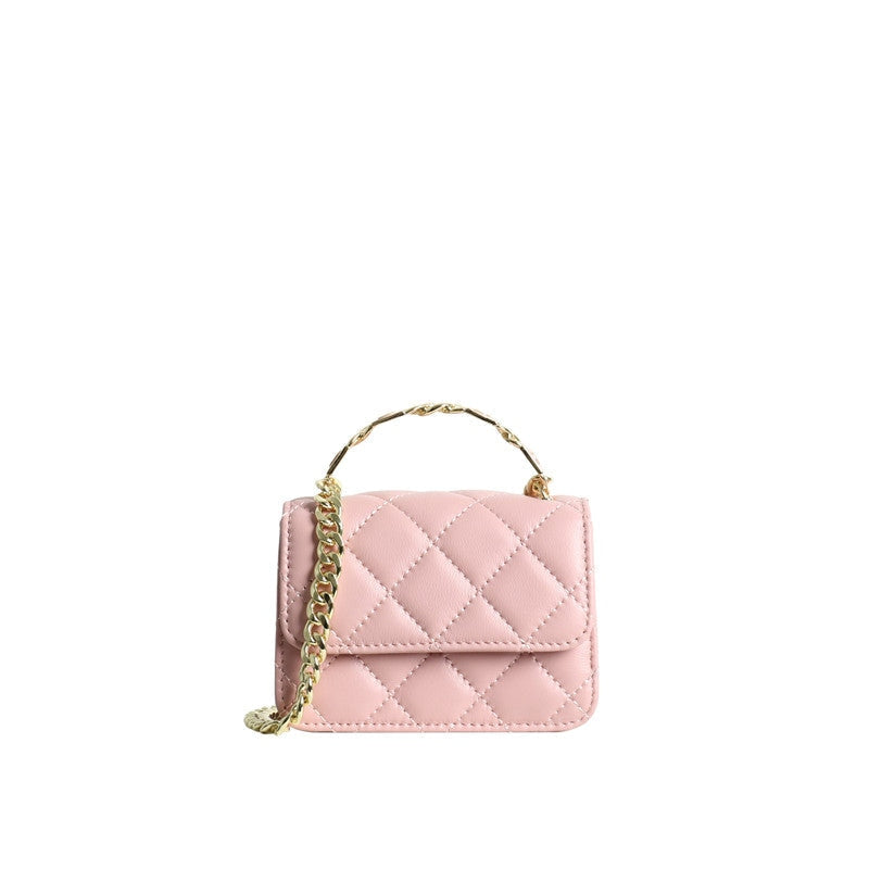 Quilted Mini Leather Top Handle Bag