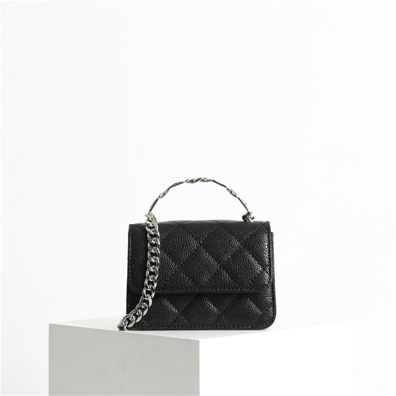 Quilted Mini Leather Top Handle Bag
