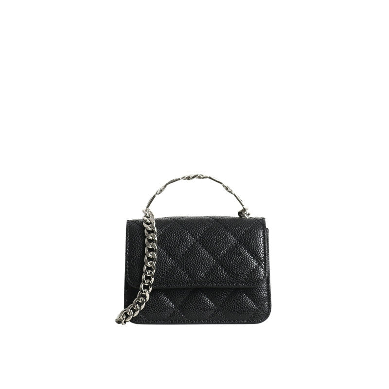 Quilted Mini Leather Top Handle Bag