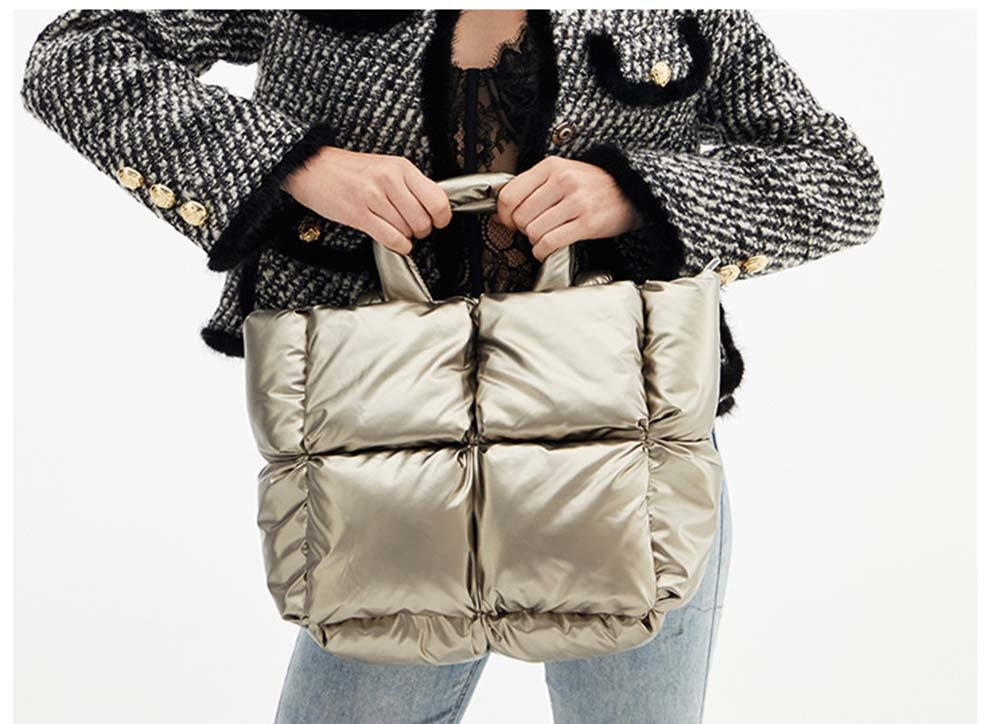 Quilted Nylon Large Padded Tote Bag