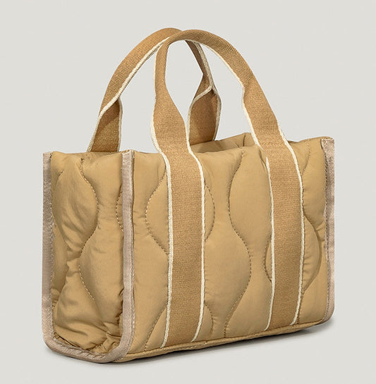 Quilted Puffer Bowler Bag