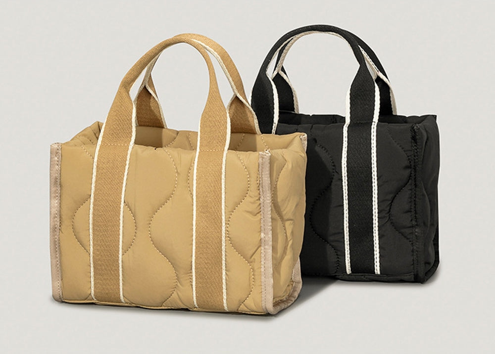 Quilted Puffer Bowler Bag