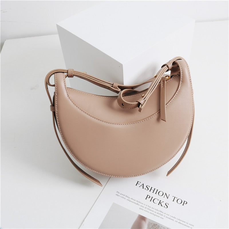 Small Leather Saddle Moon Underarm Bag