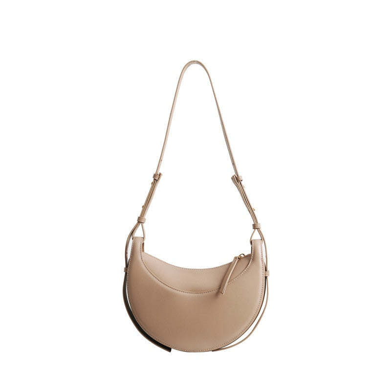 Small Leather Saddle Moon Underarm Bag
