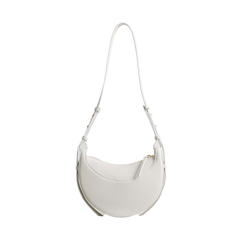 Small Leather Saddle Moon Underarm Bag