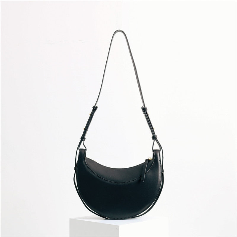 Small Leather Saddle Moon Underarm Bag