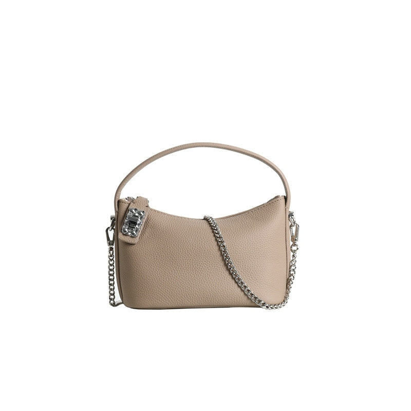 Small Moon Leather Handle Cross Body Bag