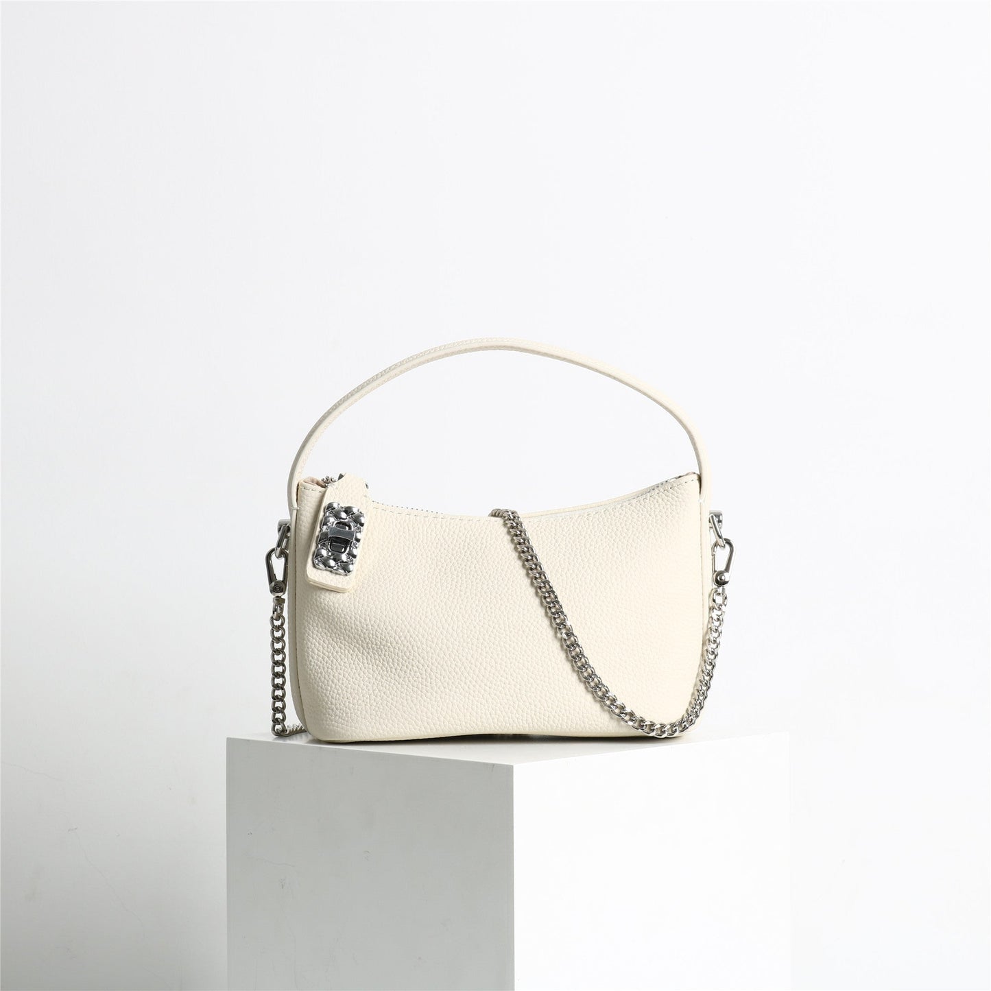 Small Moon Leather Handle Cross Body Bag