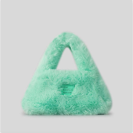 Small Plush Top Handle Shopper Bag For Winter