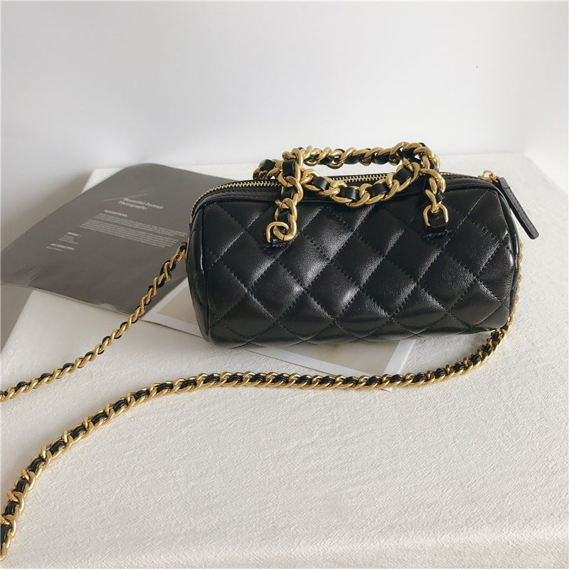 Small Quilted Leather Top Handle Cross Body Bag