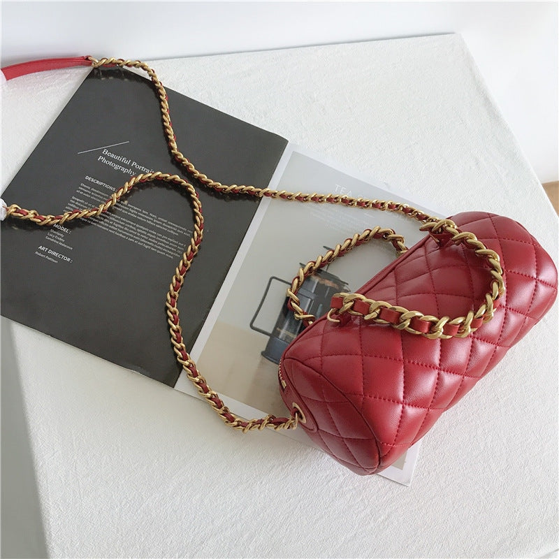 Small Quilted Leather Top Handle Cross Body Bag