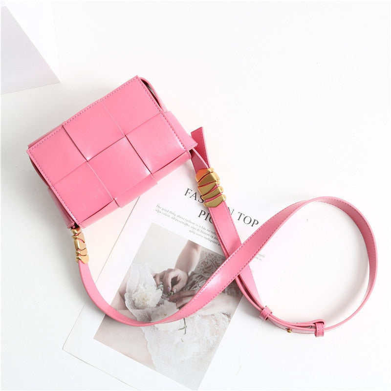 Small Woven Leather Cross Body Shoulder Bag