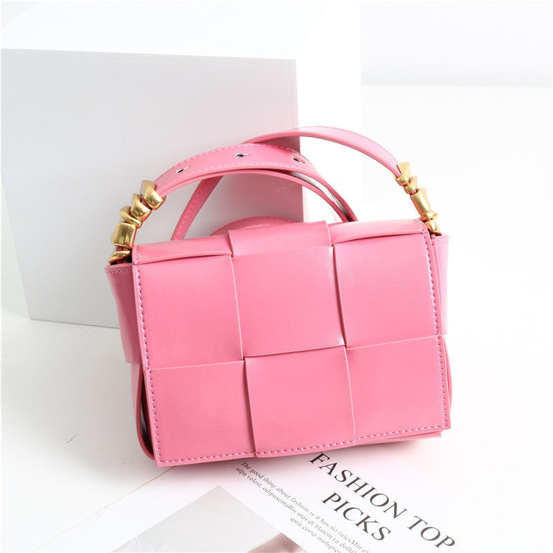 Small Woven Leather Cross Body Shoulder Bag