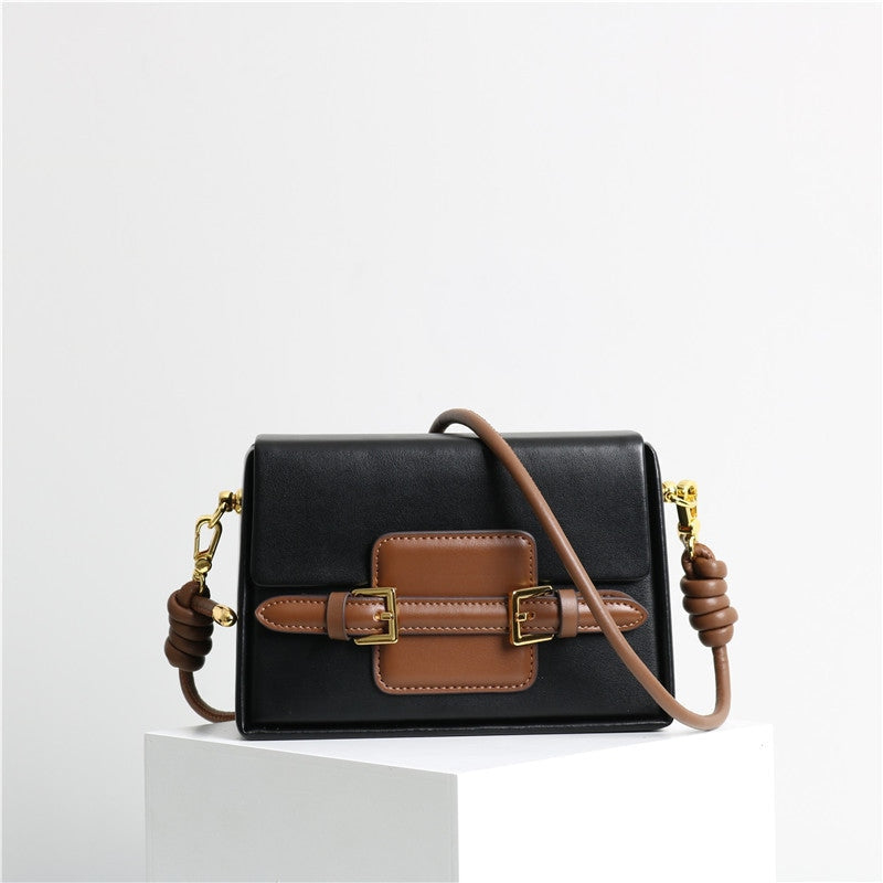 Unique Leather Square Box Shoulder Bag Small