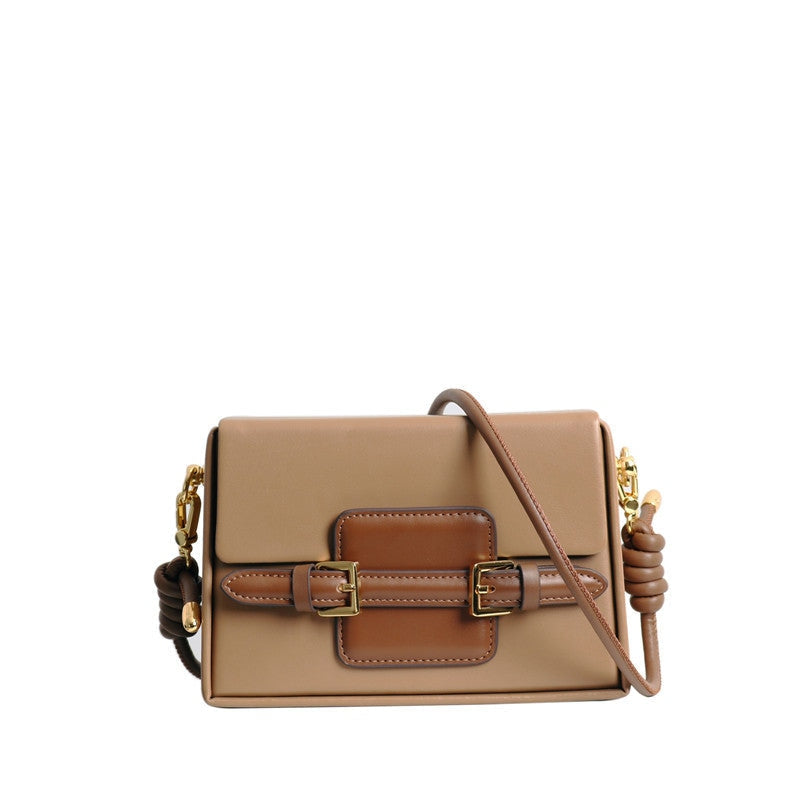 Unique Leather Square Box Shoulder Bag Small