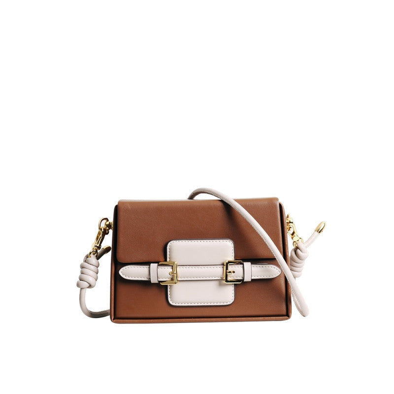 Unique Leather Square Box Shoulder Bag Small