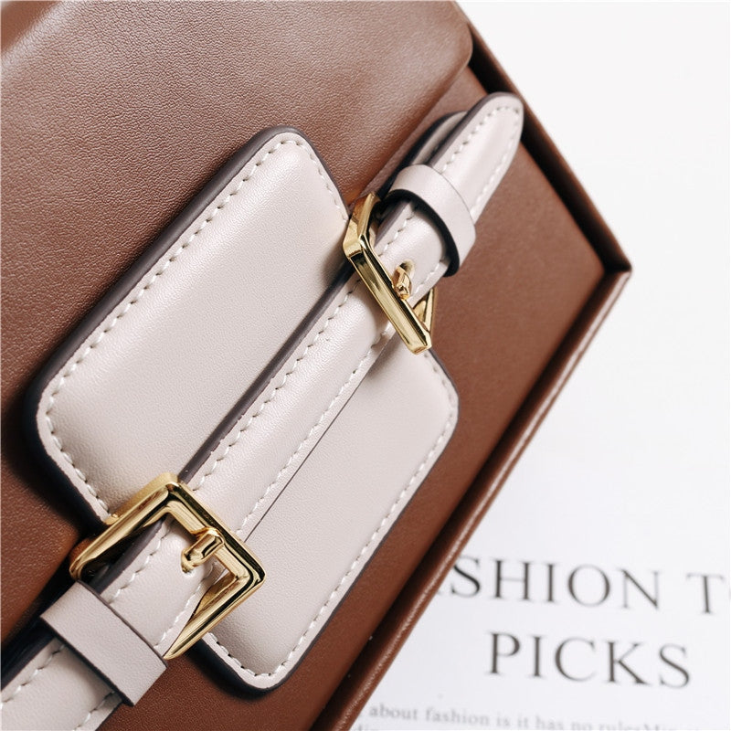 Unique Leather Square Box Shoulder Bag Small