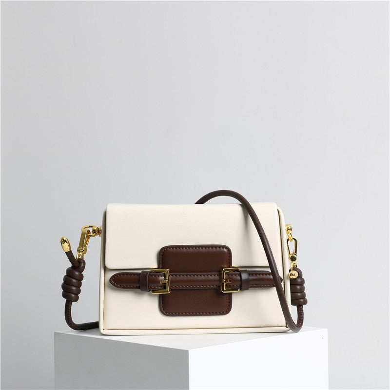 Unique Leather Square Box Shoulder Bag Small