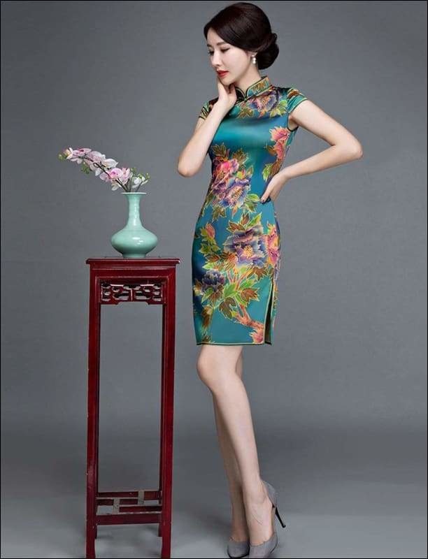Wine Red Textured Floral Silk Cheongsam