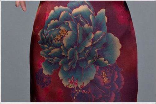 Wine Red Textured Floral Silk Cheongsam