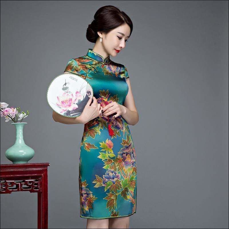 Wine Red Textured Floral Silk Cheongsam