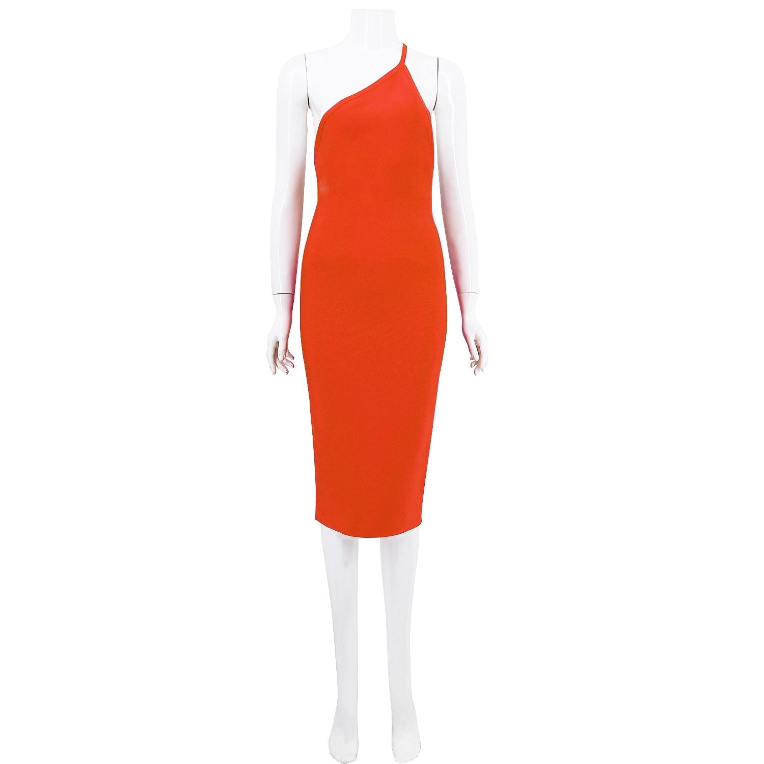 Winnal Backless One Shoulder Knee Length Bodycon Bandage Dress