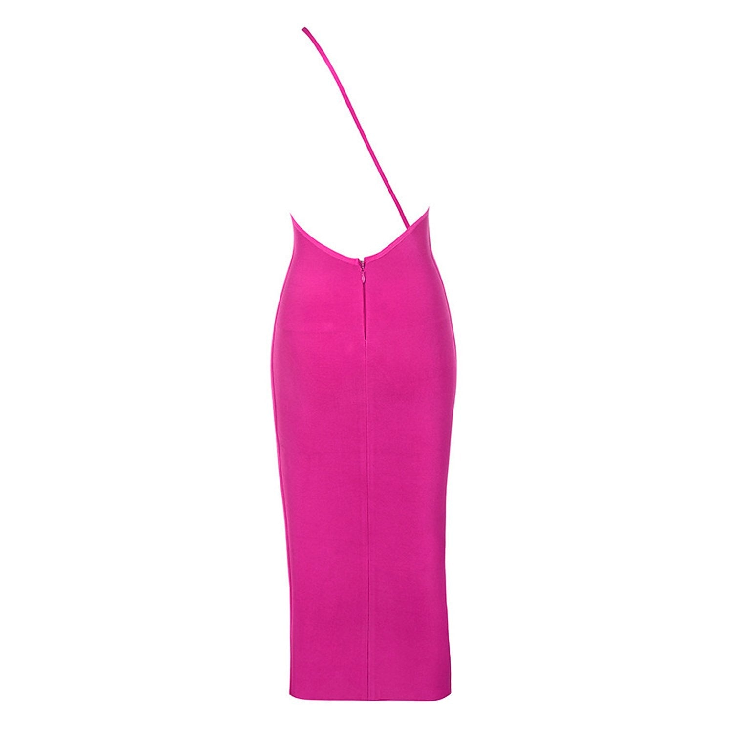 Winnal Backless One Shoulder Knee Length Bodycon Bandage Dress