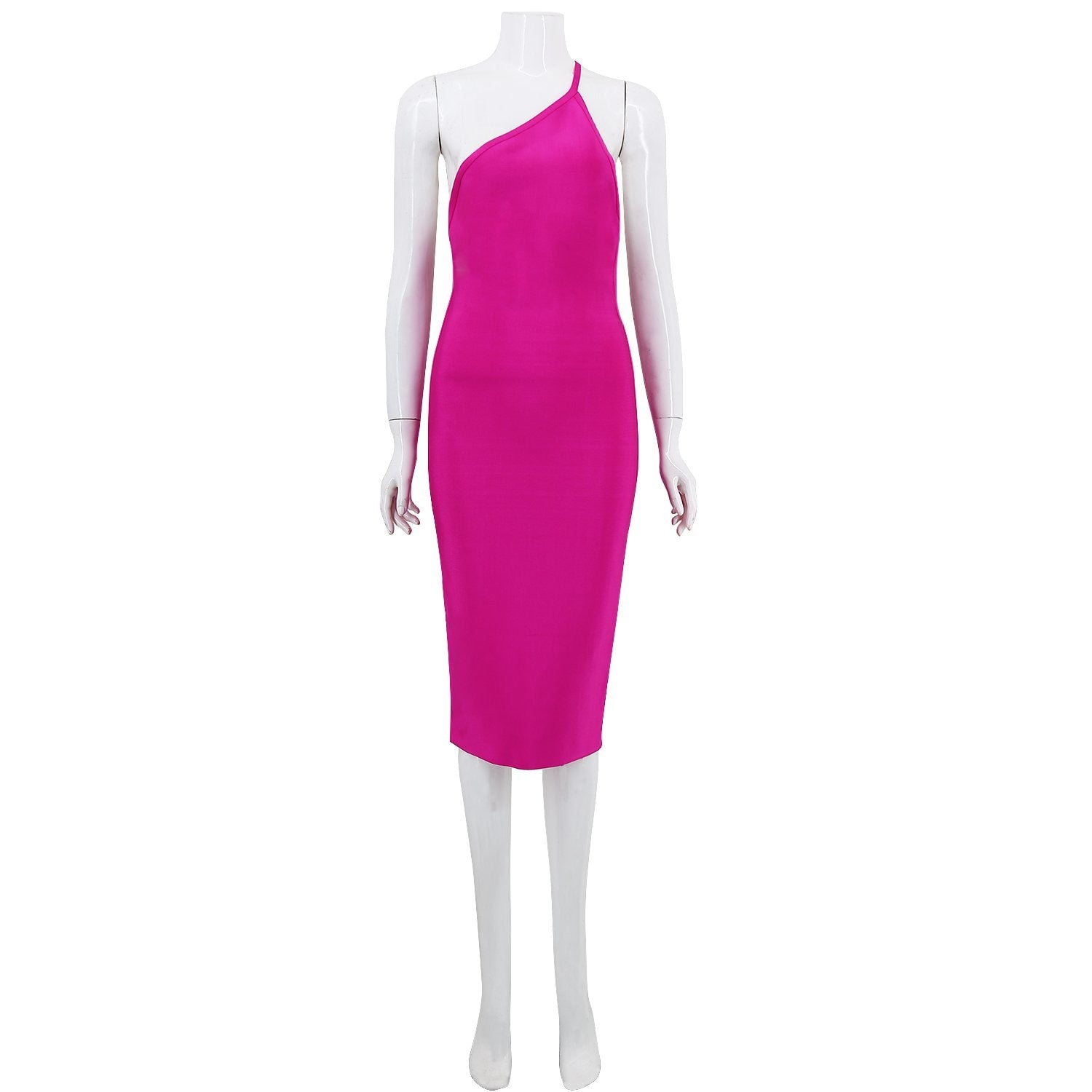Winnal Backless One Shoulder Knee Length Bodycon Bandage Dress