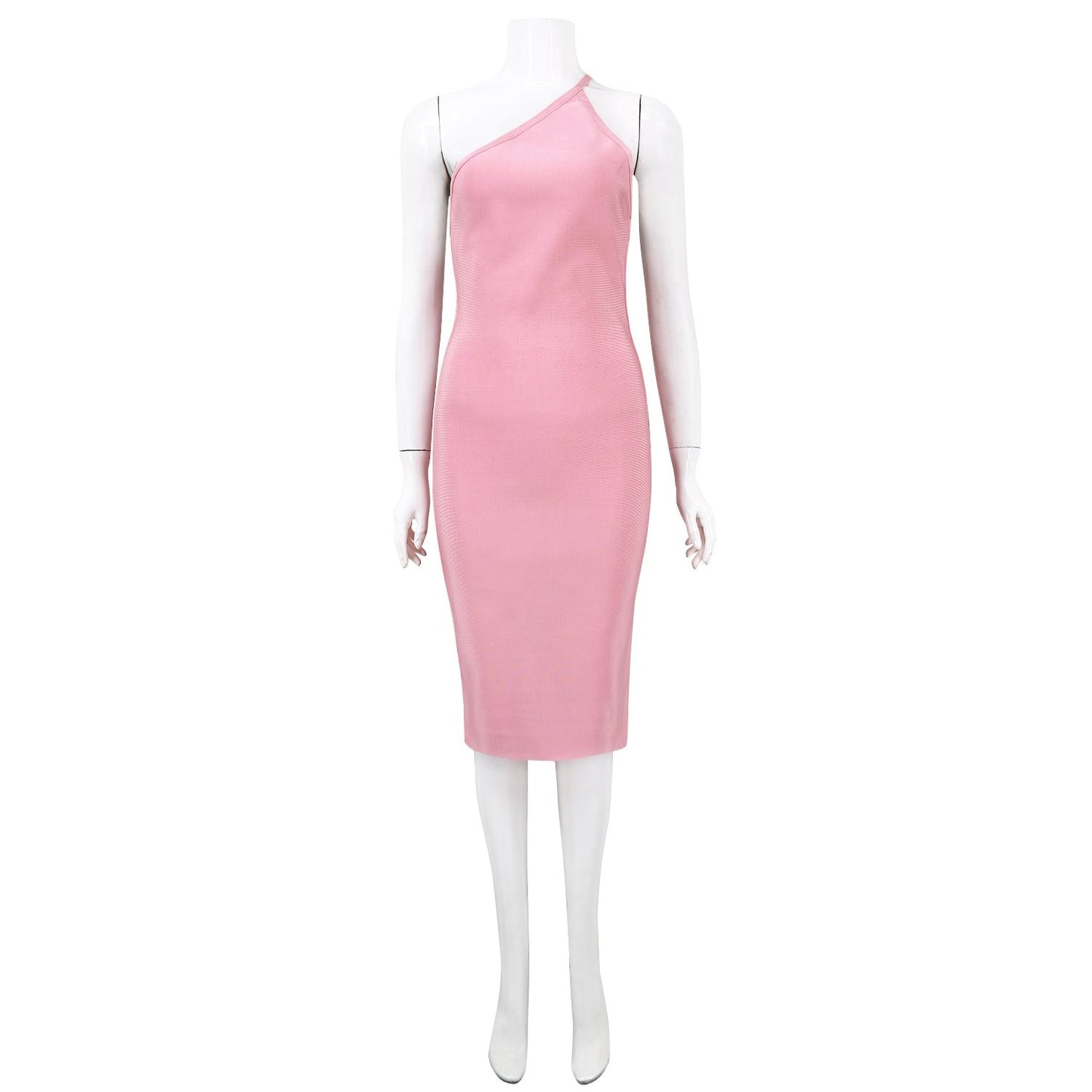 Winnal Backless One Shoulder Knee Length Bodycon Bandage Dress