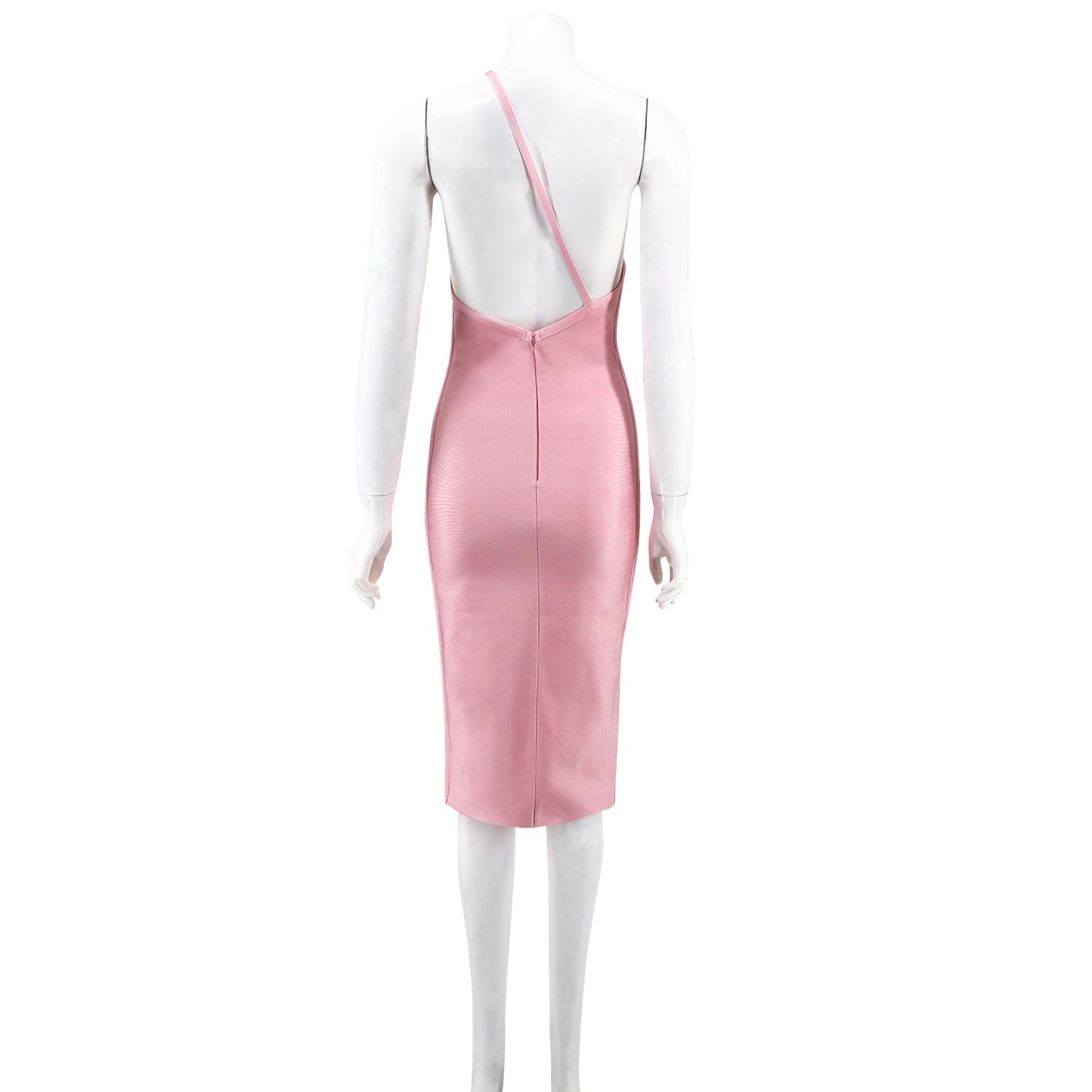 Winnal Backless One Shoulder Knee Length Bodycon Bandage Dress