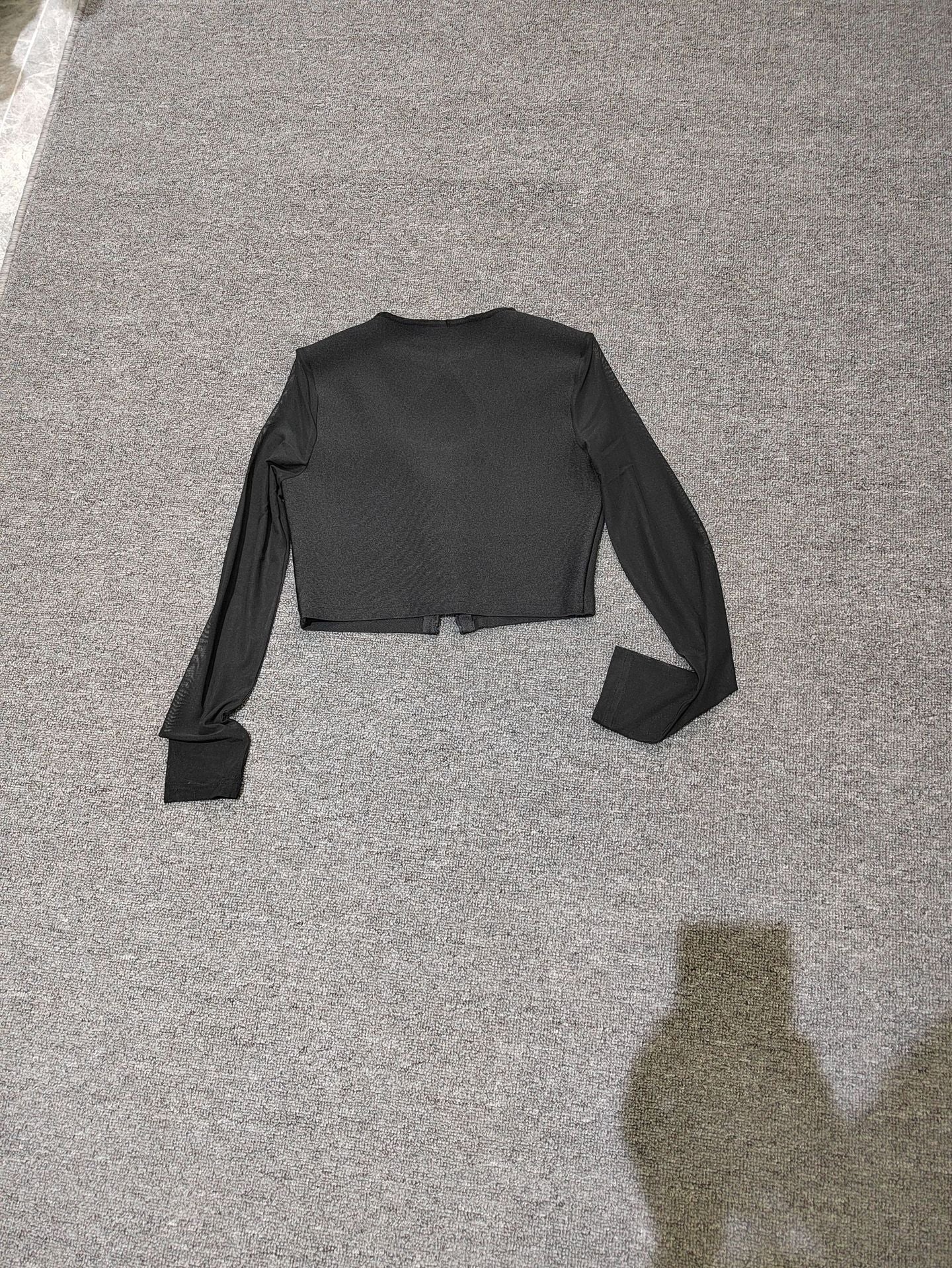 Winnal Black Long Mesh Sleeve Bandage Tops