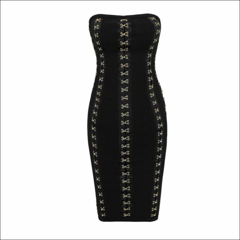 Winnal Black sleeveless bandage dress With Knot Detailing