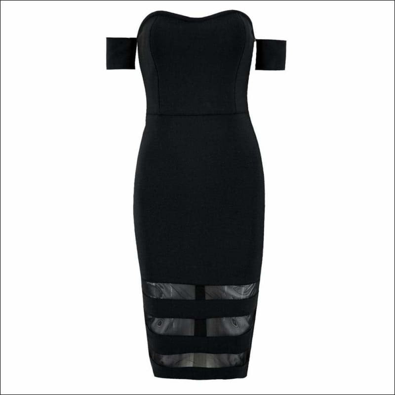 Winnal Black V neck Crisscross Off Shoulder Bodycon Dress