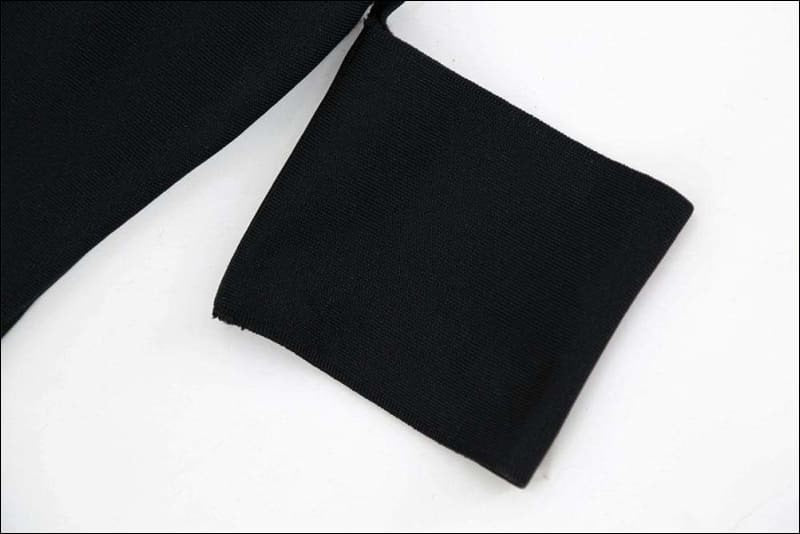 Winnal Black V neck Crisscross Off Shoulder Bodycon Dress