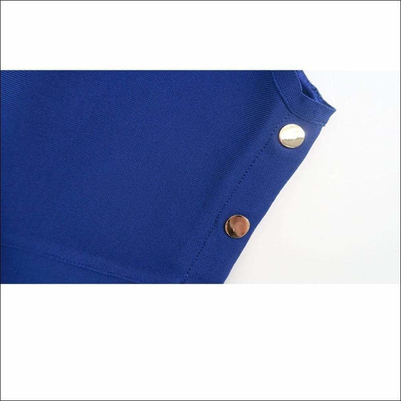 Winnal Blue Sexy Jumpsuit Sleeveless V Neck Studded Flared Pants Back Zip