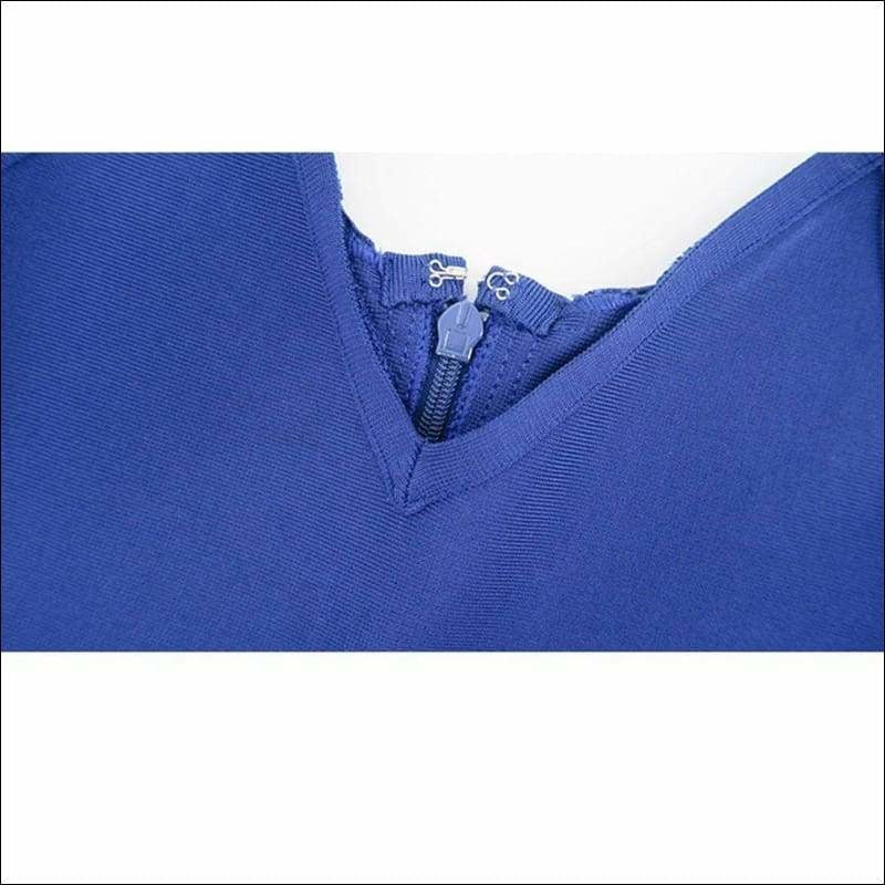 Winnal Blue Sexy Jumpsuit Sleeveless V Neck Studded Flared Pants Back Zip