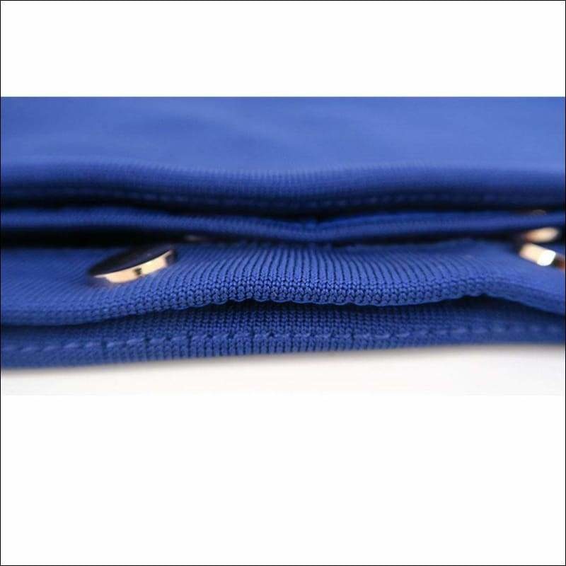Winnal Blue Sexy Jumpsuit Sleeveless V Neck Studded Flared Pants Back Zip