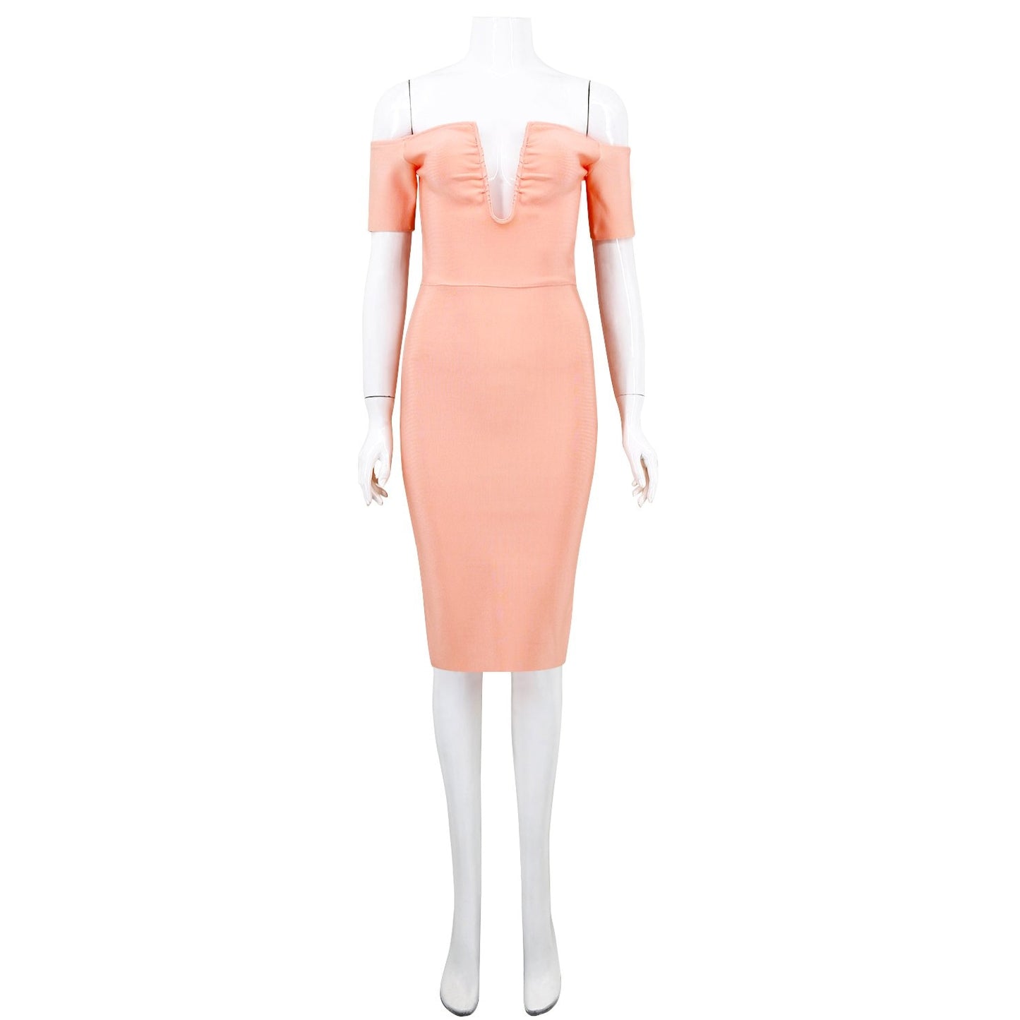 Winnal Classic Off the Shoulder Midi Bandage Dress