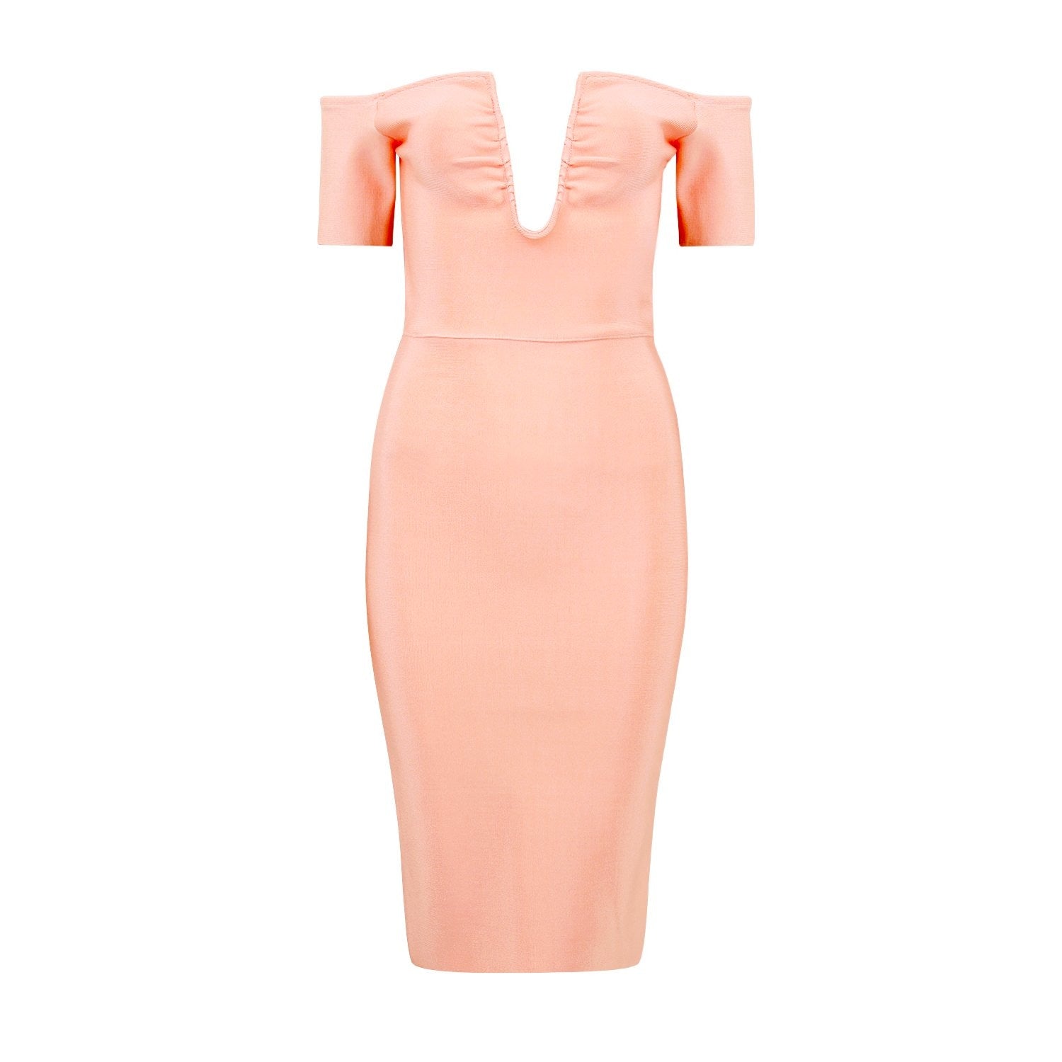 Winnal Classic Off the Shoulder Midi Bandage Dress