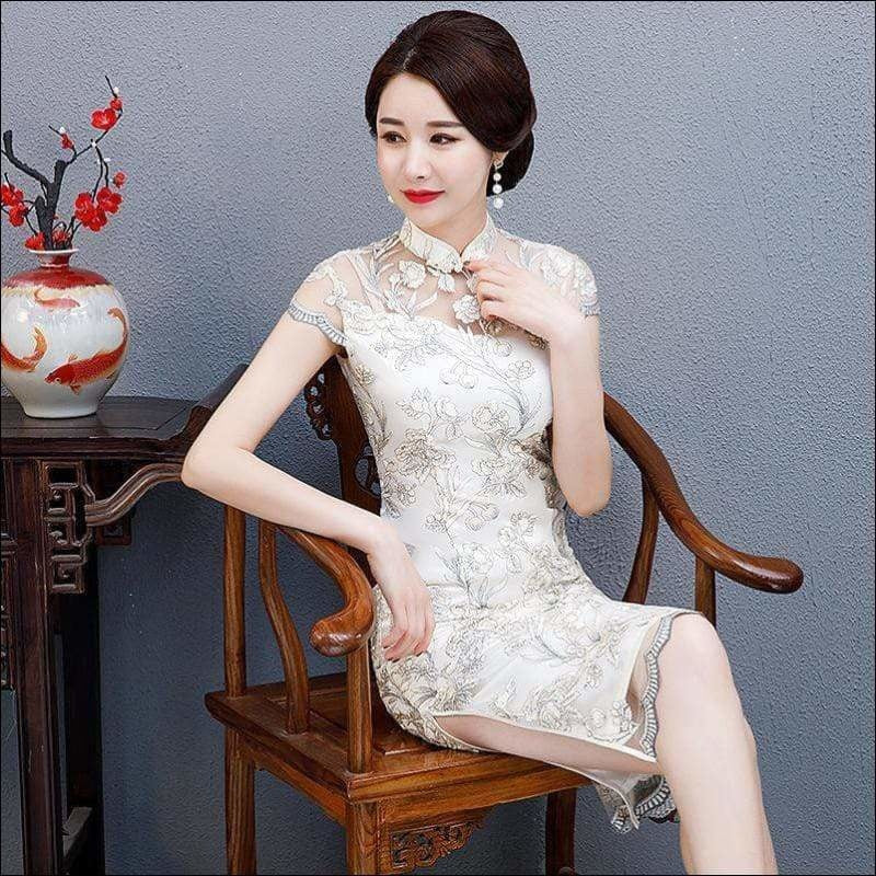 Winnal Floral Lace Cheongsam Dress