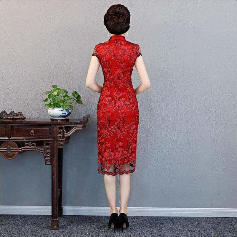 Winnal Floral Lace Cheongsam Dress